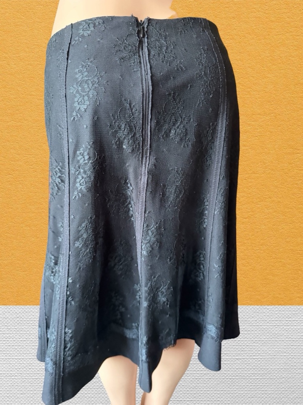 Black Floral Lace A-Line practical magic office siren Skirt sz 10 glam formal - Picture 4 of 6